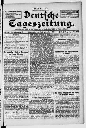 Deutsche Tageszeitung on Sep 6, 1911