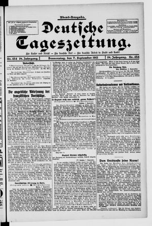 Deutsche Tageszeitung vom 07.09.1911