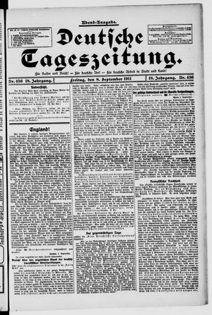 Deutsche Tageszeitung vom 08.09.1911