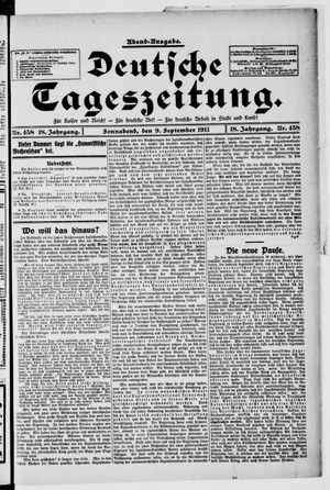 Deutsche Tageszeitung on Sep 9, 1911