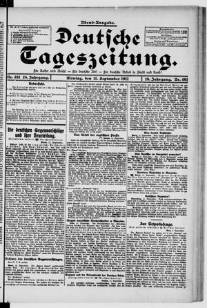 Deutsche Tageszeitung vom 11.09.1911