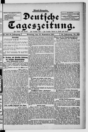 Deutsche Tageszeitung vom 12.09.1911