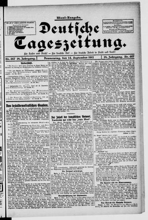 Deutsche Tageszeitung on Sep 14, 1911