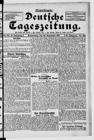 Deutsche Tageszeitung on Sep 28, 1911