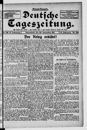 Deutsche Tageszeitung vom 30.09.1911