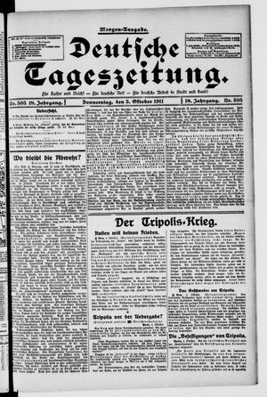 Deutsche Tageszeitung on Oct 5, 1911