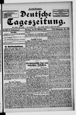 Deutsche Tageszeitung vom 23.10.1911