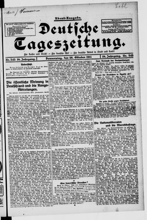 Deutsche Tageszeitung vom 26.10.1911