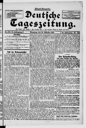 Deutsche Tageszeitung vom 31.10.1911