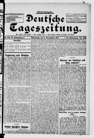 Deutsche Tageszeitung on Nov 1, 1911