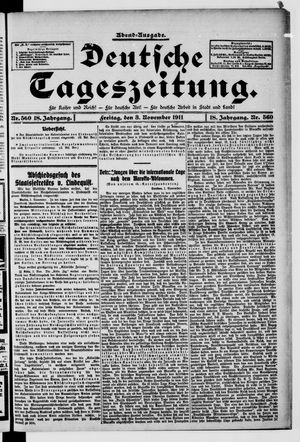 Deutsche Tageszeitung vom 03.11.1911