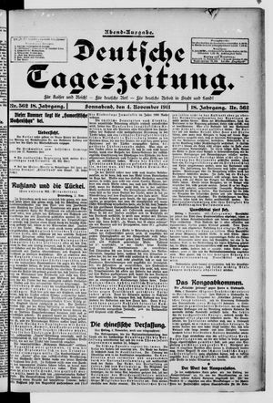 Deutsche Tageszeitung vom 04.11.1911