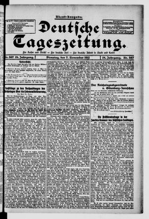 Deutsche Tageszeitung vom 07.11.1911