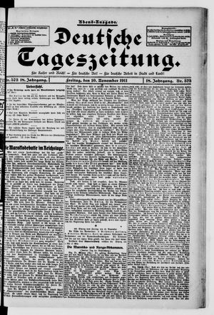 Deutsche Tageszeitung on Nov 10, 1911