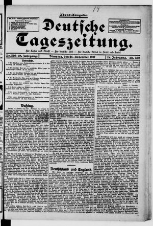 Deutsche Tageszeitung vom 21.11.1911