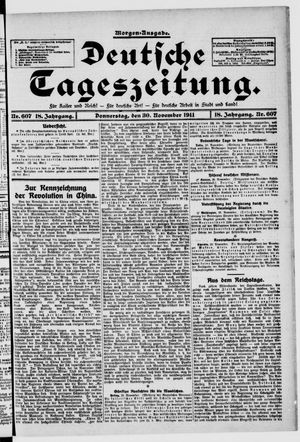Deutsche Tageszeitung vom 30.11.1911
