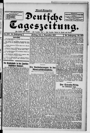 Deutsche Tageszeitung on Dec 1, 1911