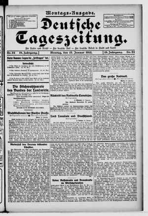 Deutsche Tageszeitung vom 15.01.1912