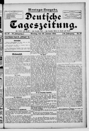 Deutsche Tageszeitung vom 22.01.1912