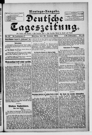 Deutsche Tageszeitung vom 29.01.1912