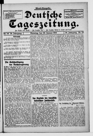Deutsche Tageszeitung vom 30.01.1912