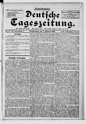 Deutsche Tageszeitung vom 01.02.1912
