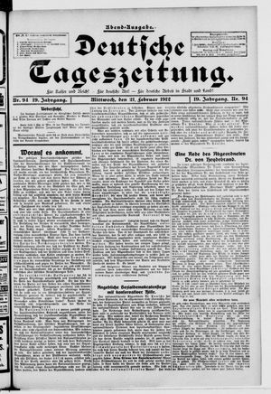 Deutsche Tageszeitung vom 21.02.1912