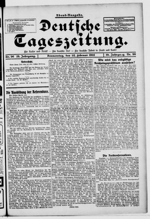 Deutsche Tageszeitung vom 22.02.1912