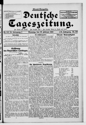 Deutsche Tageszeitung vom 27.02.1912