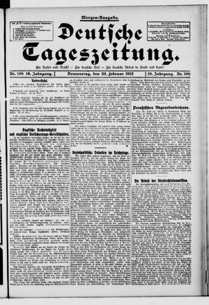 Deutsche Tageszeitung vom 29.02.1912