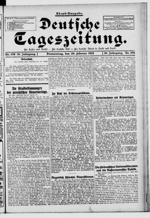 Deutsche Tageszeitung vom 29.02.1912