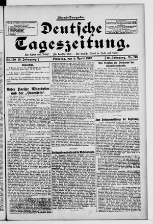 Deutsche Tageszeitung vom 09.04.1912