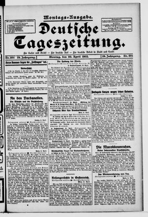Deutsche Tageszeitung vom 22.04.1912