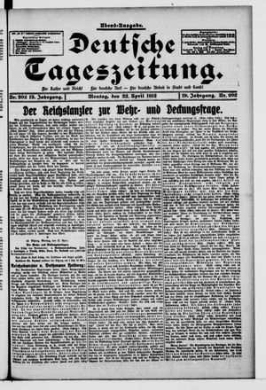 Deutsche Tageszeitung vom 22.04.1912