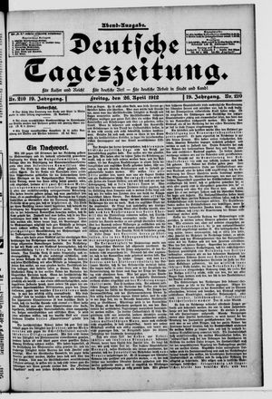 Deutsche Tageszeitung vom 26.04.1912