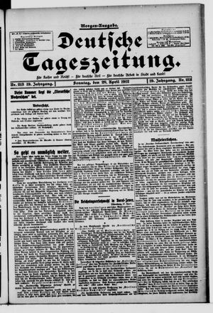 Deutsche Tageszeitung vom 28.04.1912