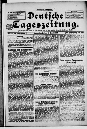 Deutsche Tageszeitung vom 01.06.1912