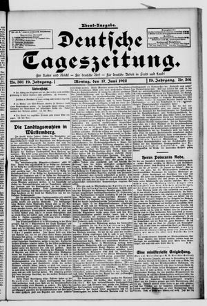 Deutsche Tageszeitung on Jun 17, 1912