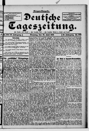 Deutsche Tageszeitung on Jun 18, 1912