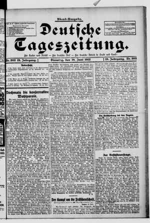 Deutsche Tageszeitung on Jun 18, 1912