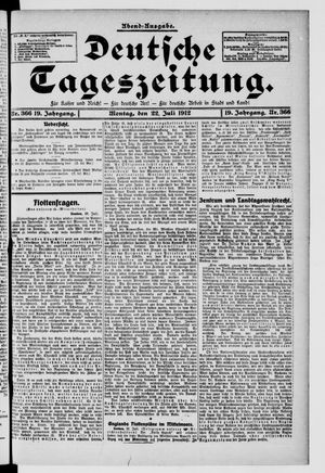 Deutsche Tageszeitung vom 22.07.1912