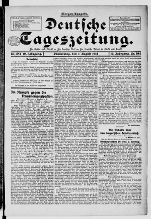 Deutsche Tageszeitung vom 01.08.1912