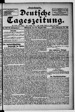 Deutsche Tageszeitung vom 21.08.1912