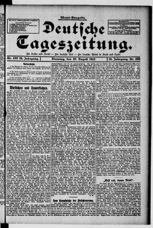Deutsche Tageszeitung vom 27.08.1912