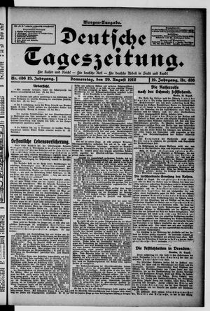 Deutsche Tageszeitung vom 29.08.1912