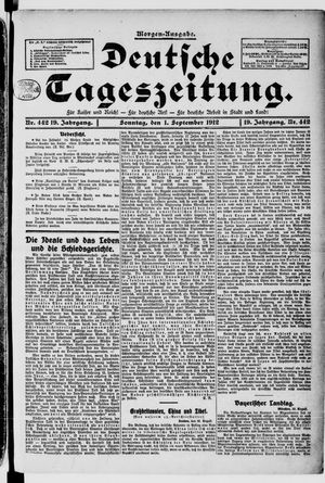 Deutsche Tageszeitung on Sep 1, 1912