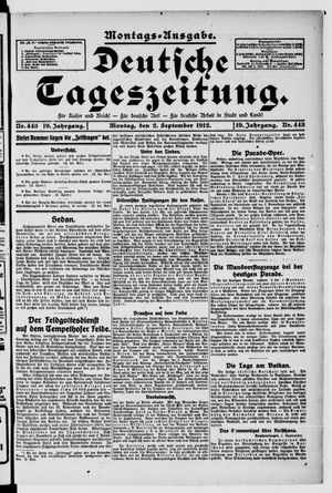 Deutsche Tageszeitung vom 02.09.1912