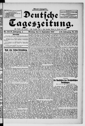 Deutsche Tageszeitung vom 02.09.1912