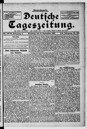 Deutsche Tageszeitung vom 03.09.1912