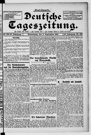 Deutsche Tageszeitung vom 05.09.1912